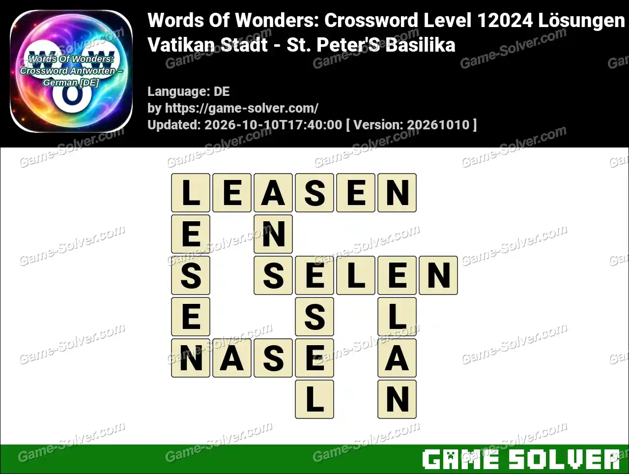 Words Of Wonders: Crossword Level 12024 Lösungen – Vatikan Stadt – St. Peter’S Basilika